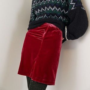 NWT Anthropologie Monti Burgundy Velvet Mini Skirt Size 12